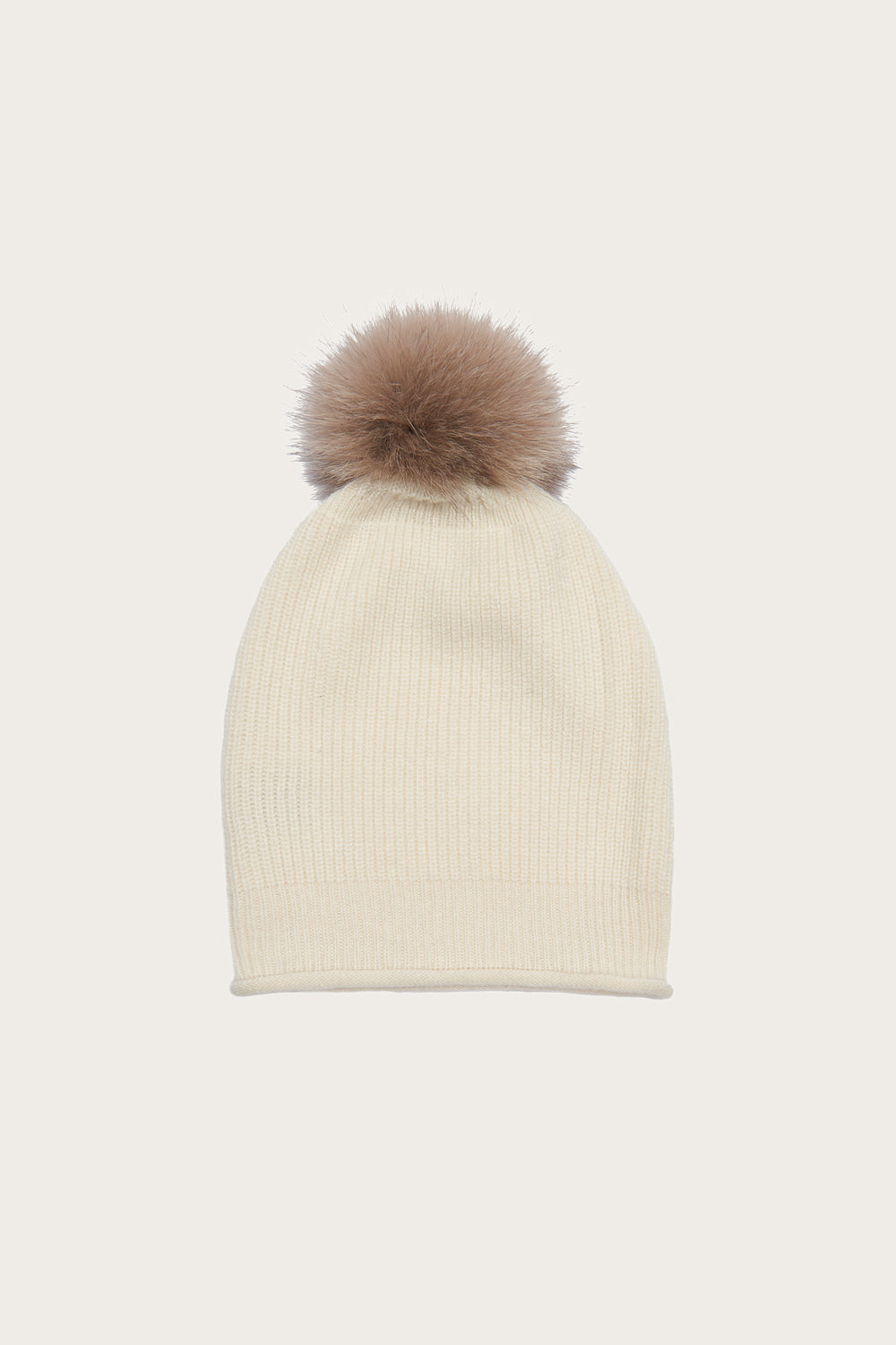 Cappello con pon pom a maglia Inglese di puro cashmere
