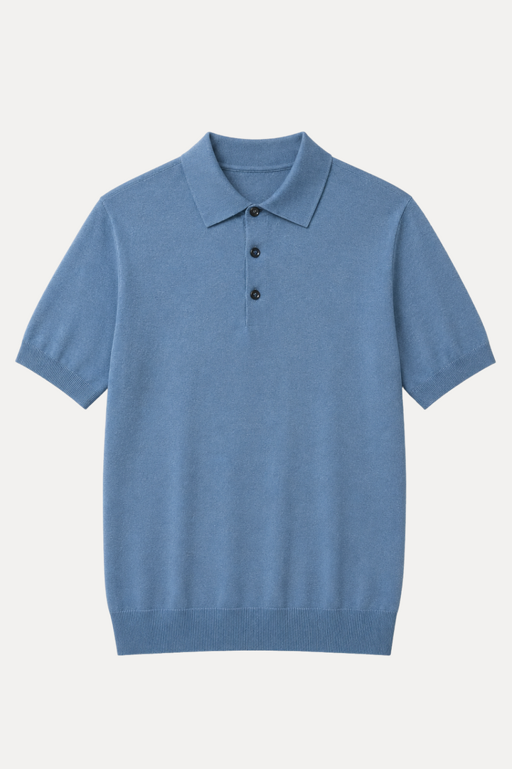 Polo T Shirt di Cotone Organico e Seta