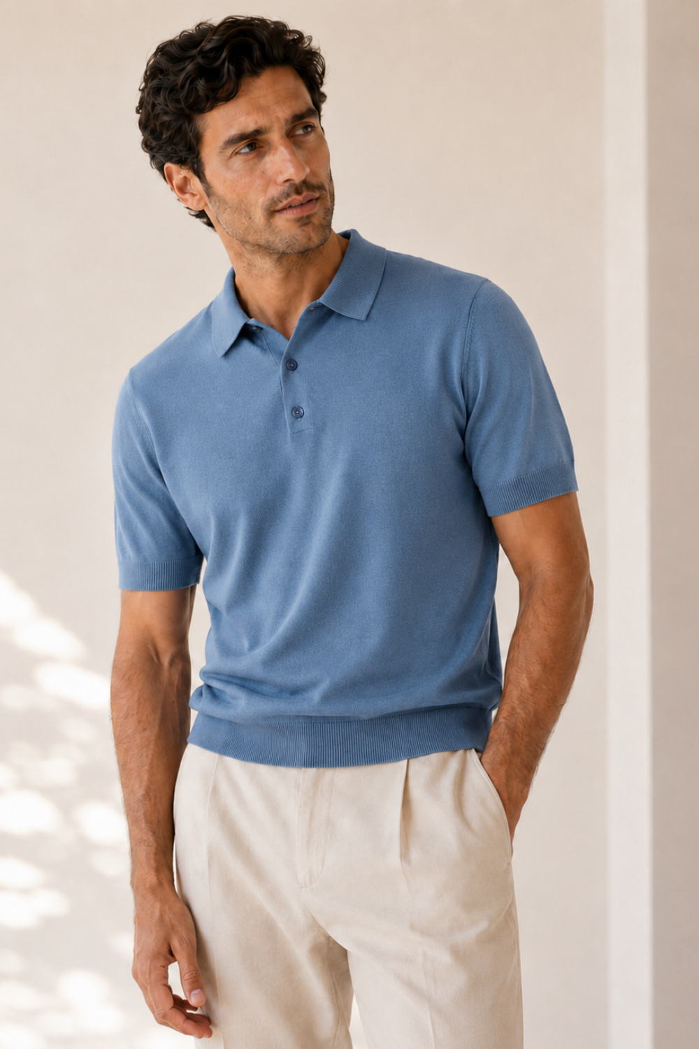 Polo T Shirt di Cotone Organico e Seta