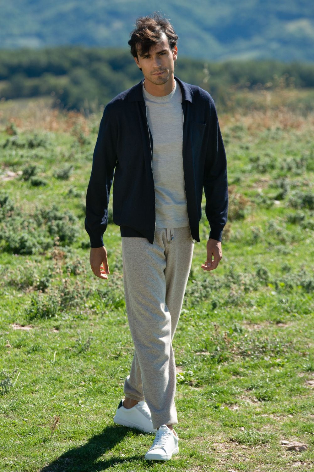 Giacca Con Zip di Merinos Seta e Cashmere