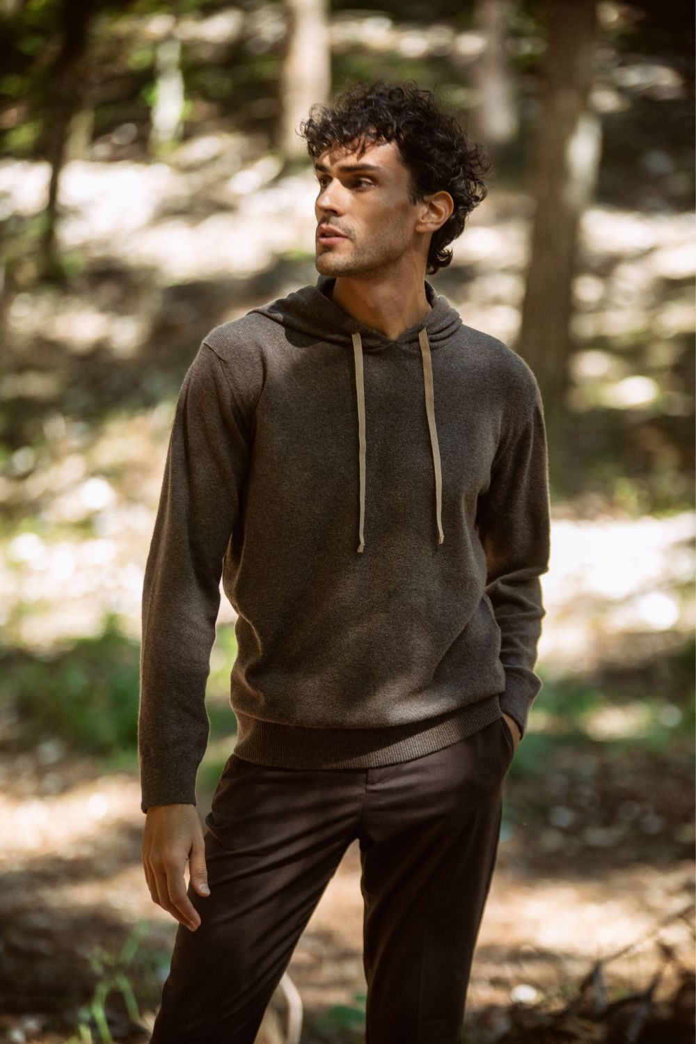 Felpa con Cappuccio di Cashmere Rigenerato