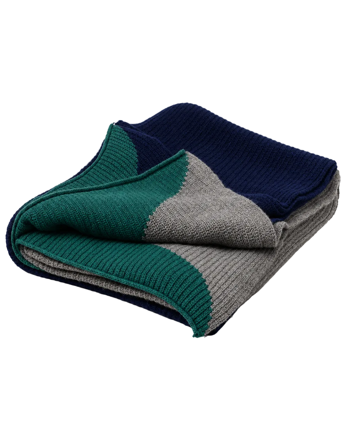 Plaid intarsio a maglia inglese in cashmere riciclato